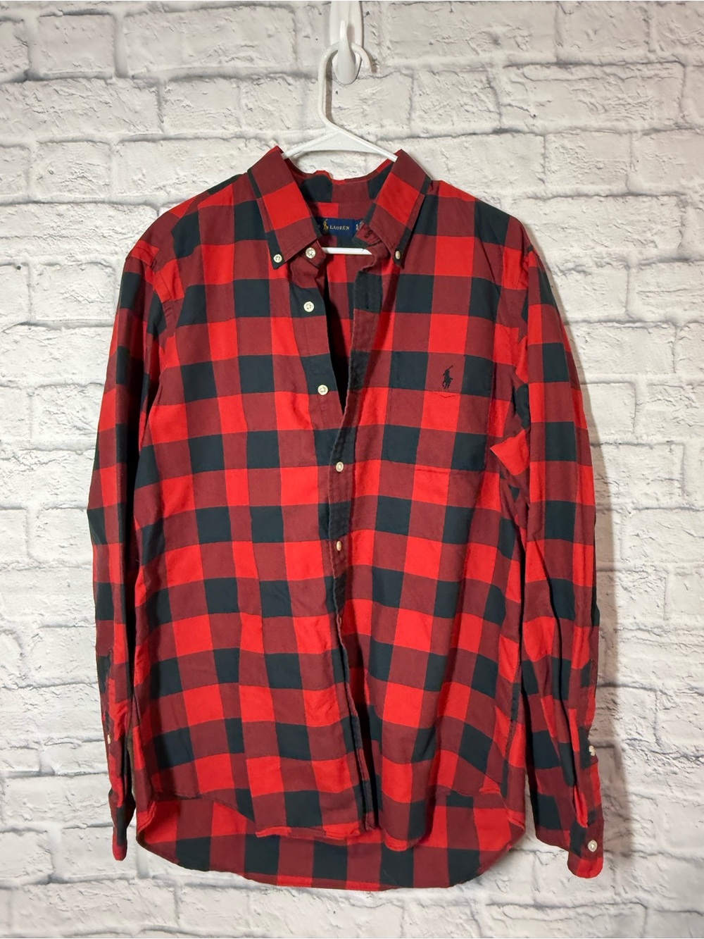 Ralph Lauren Red and Black Buffalo Plaid Button-Down Shirt, XL